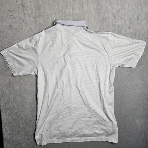 Peter Millar Polo Shirt Mens Large White Striped Pinehurst #2 Golf Logo Cotton - Picture 3 of 11